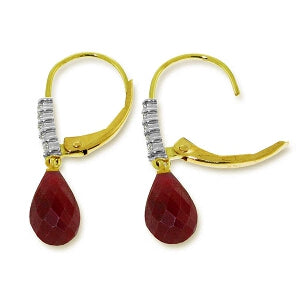 17.75 Carat 14K Solid Yellow Gold Violeta Ruby Diamond Earrings