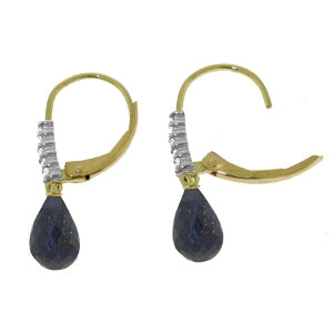 17.75 Carat 14K Solid Yellow Gold Helena Sapphire Diamond Earrings