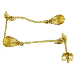 3.4 Carat 14K Solid Yellow Gold Breeze Citrine Earrings