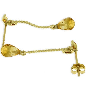 3.4 Carat 14K Solid Yellow Gold Breeze Citrine Earrings