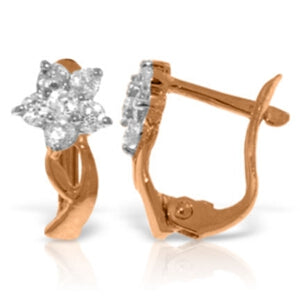 14K Solid Rose Gold Stud Earrings Natural Diamond