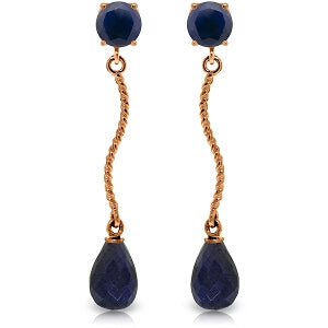 14K Solid Rose Gold Dangling Earrings w/ Natural Sapphires