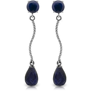 7.9 Carat 14K Solid White Gold Dangling Earrings Natural Sapphire