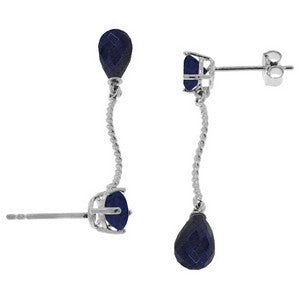 7.9 Carat 14K Solid White Gold Dangling Earrings Natural Sapphire