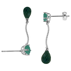 7.9 Carat 14K Solid White Gold Dangling Earrings Natural Emerald