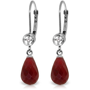 6.63 Carat 14K Solid White Gold Wordly Love Ruby Diamond Earrings