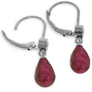 6.63 Carat 14K Solid White Gold Wordly Love Ruby Diamond Earrings