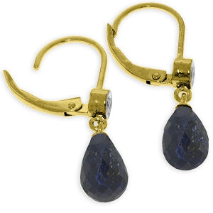 6.63 Carat 14K Solid Yellow Gold Femme Sapphire Diamond Earrings