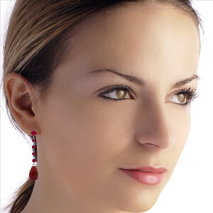 31.6 Carat 14K Solid White Gold Red Daylight Ruby Earrings