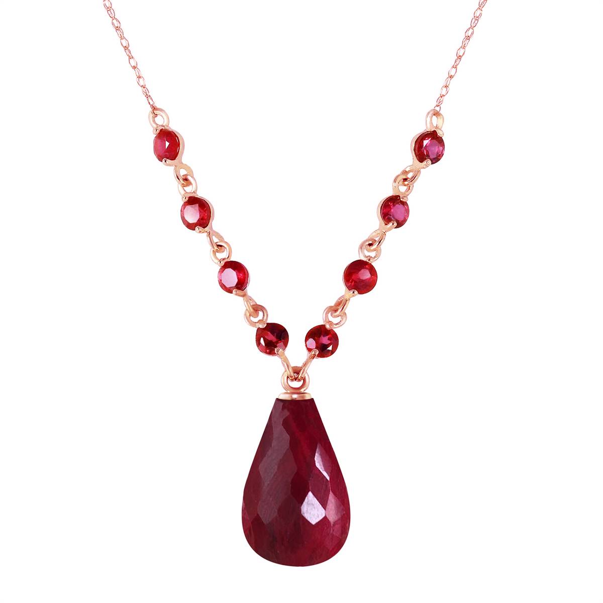 15.8 Carat 14K Solid Rose Gold Everlasting Ruby Necklace