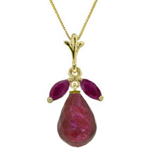 9.3 Carat 14K Solid Yellow Gold No Dull Winter Ruby Necklace