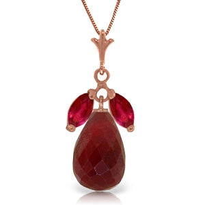 14K Solid Rose Gold Ruby Necklace Certified Genuine New