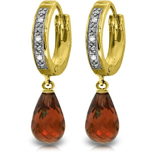 4.54 Carat 14K Solid Yellow Gold Tres Chic Garnet Diamond Earrings
