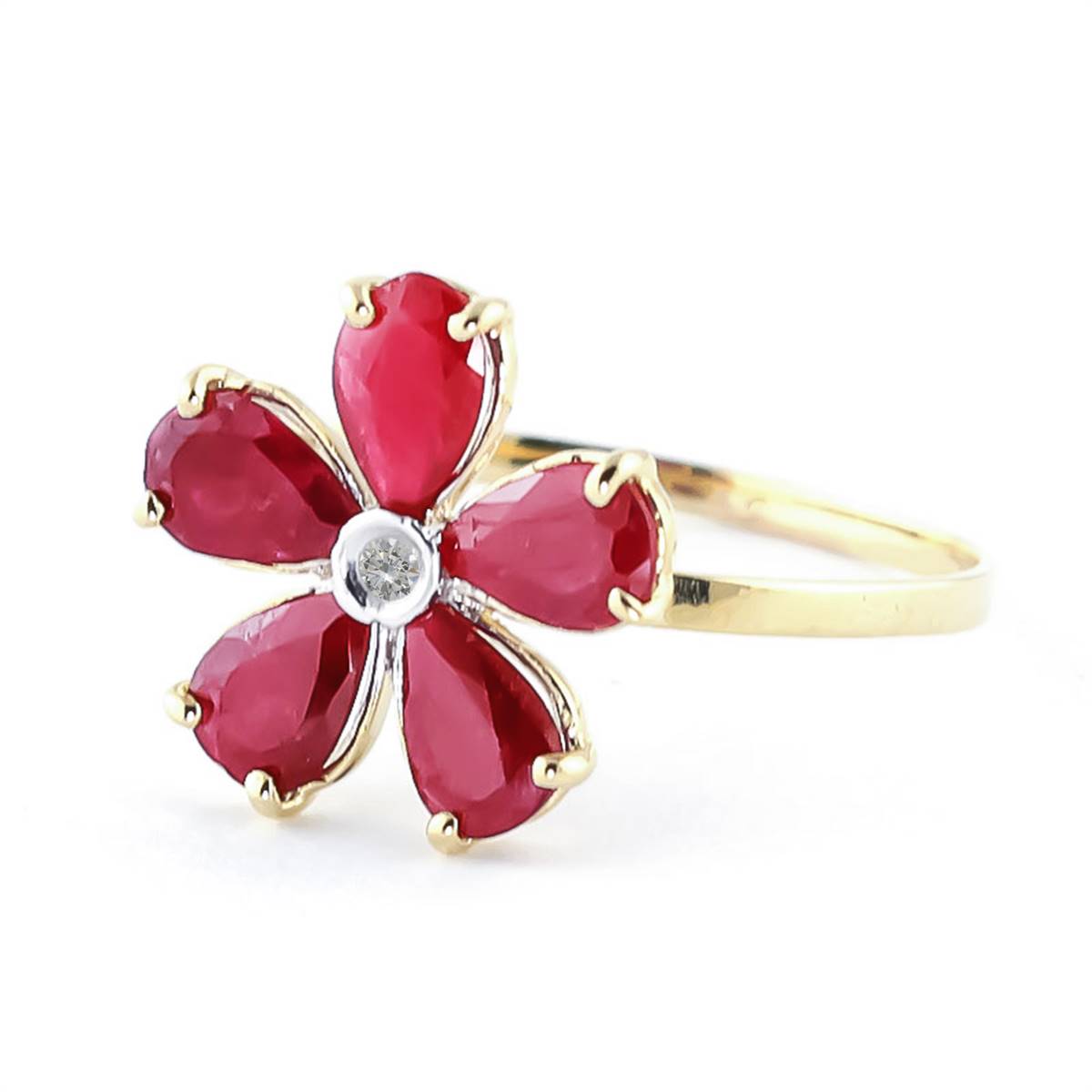 2.22 Carat 14K Solid Yellow Gold Fits Like A Glove Ruby Diamond Ring