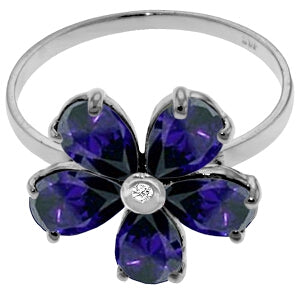 2.22 Carat 14K Solid White Gold Love Expands Sapphire Diamond Ring