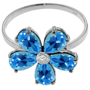 2.22 Carat 14K Solid White Gold Unexpected Candidate Blue Topaz Diamond Ring