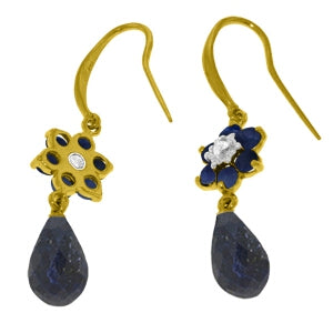7.61 Carat 14K Solid Yellow Gold Botanica Sapphire Diamond Earrings