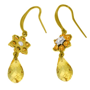 5.51 Carat 14K Solid Yellow Gold Botanica Citrine Diamond Earrings