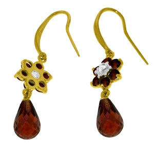 5.51 Carat 14K Solid Yellow Gold Botanica Garnet Diamond Earrings