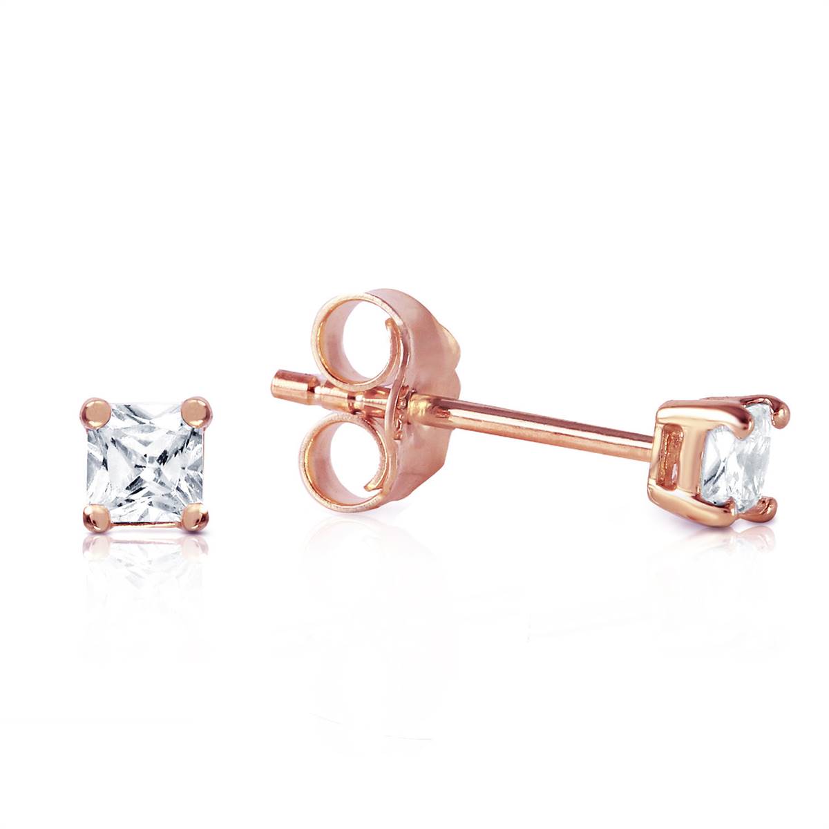 14K Solid Rose Gold Stud Earrings w/ 0.25 Carat Natural Diamonds