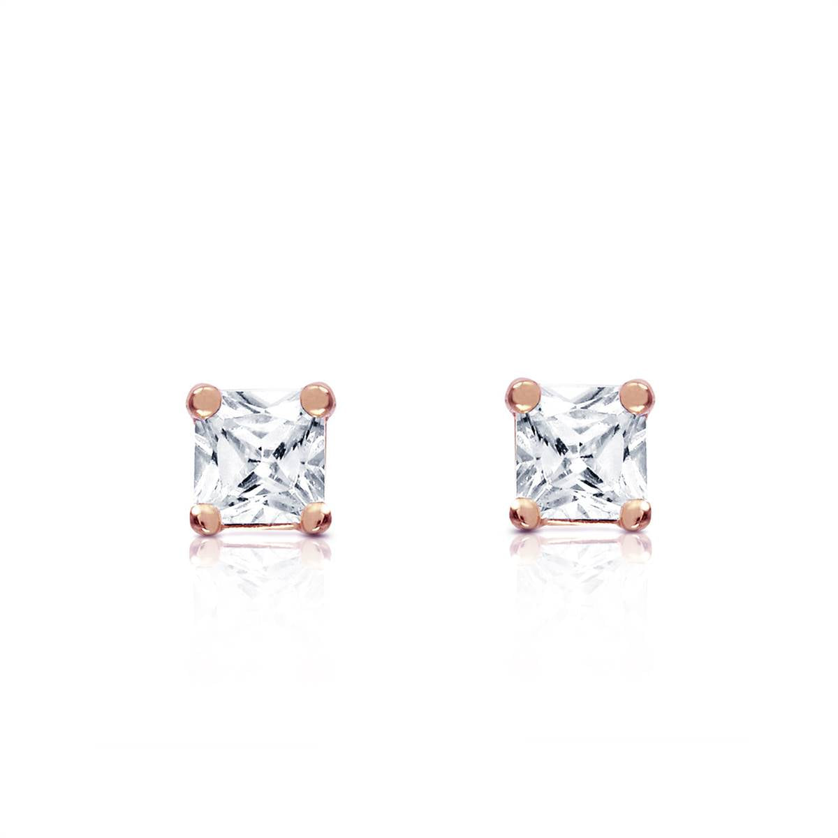 14K Solid Rose Gold Stud Earrings w/ 0.25 Carat Natural Diamonds