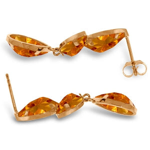14K Solid Rose Gold Chandelier Nice Citrine Earrings