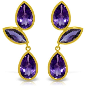 13 Carat 14K Solid Yellow Gold Alexandra Amethyst Earrings
