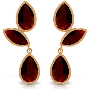 14K Solid Rose Gold Chandelier Natural Garnet Gemstone Earrings