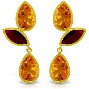 13 Carat 14K Solid Yellow Gold Alexandra Citrine Garnet Earrings