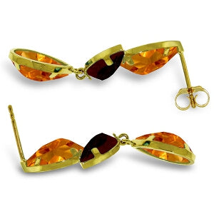 13 Carat 14K Solid Yellow Gold Alexandra Citrine Garnet Earrings