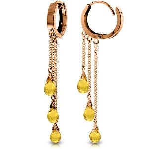 14K Solid Rose Gold Chandelier Beautiful Citrine Earrings