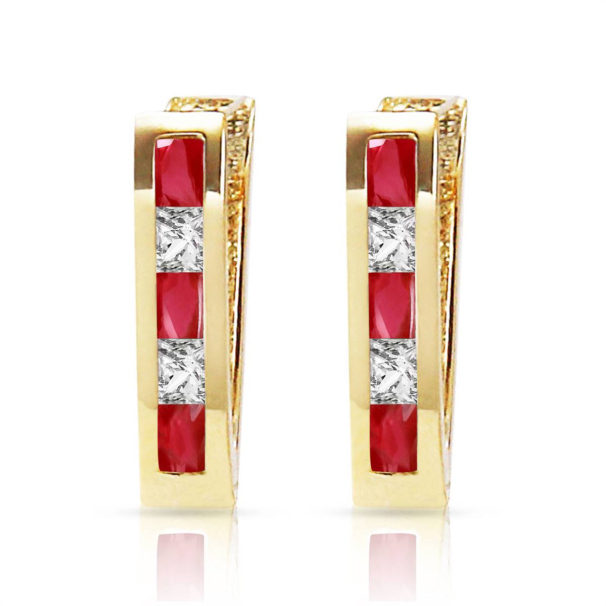 1.26 Carat 14K Solid Yellow Gold Gia Ruby White Topaz Earrings