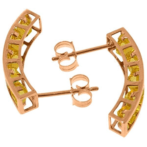 14K Solid Rose Gold Natural Citrine Gemstone Earrings