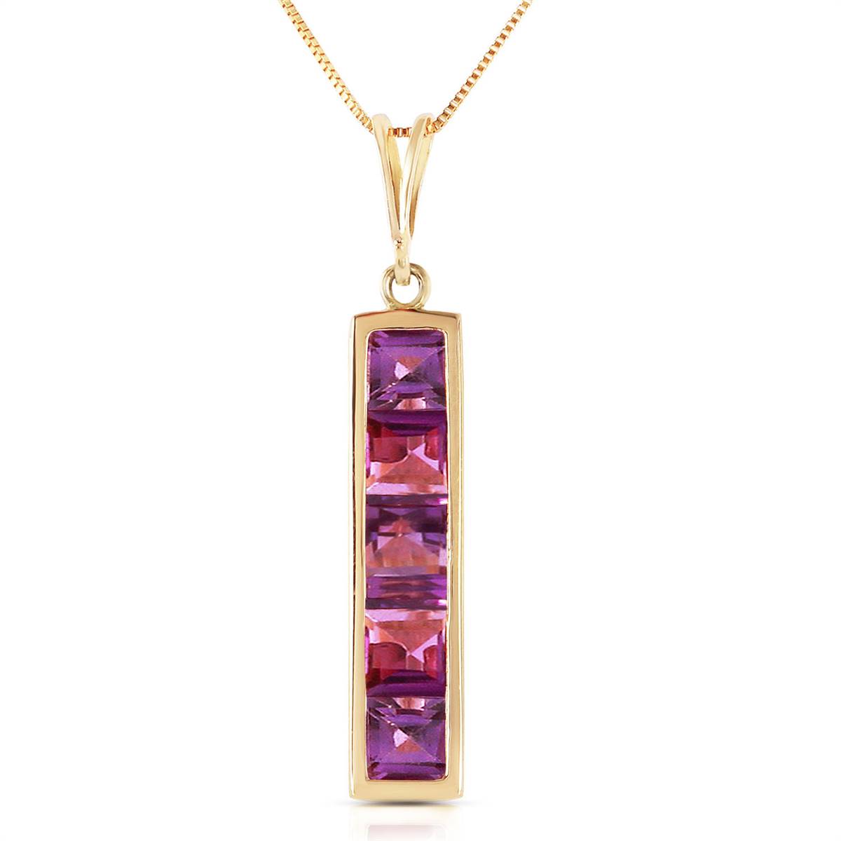 2.25 Carat 14K Solid Yellow Gold Romantic Chic Amethyst Necklace