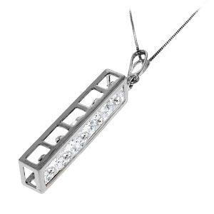 2.25 Carat 14K Solid White Gold Moon Slides By White Topaz Necklace