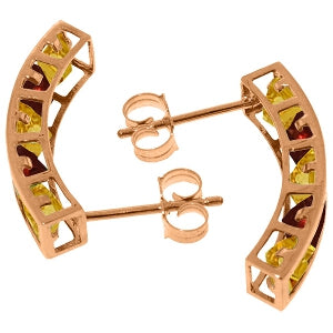 14K Solid Rose Gold Earrings w/ Natural Citrines & Garnets