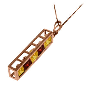 14K Solid Rose Gold Natural Citrine & Garnet Necklace