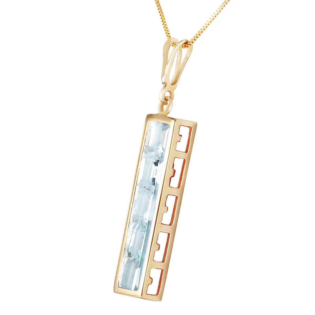 2.25 Carat 14K Solid Yellow Gold Bending The Rules Aquamarine Necklace