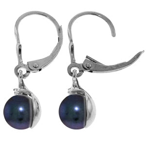 4.06 Carat 14K Solid White Gold Leverback Earrings Natural Diamond Black Pearl