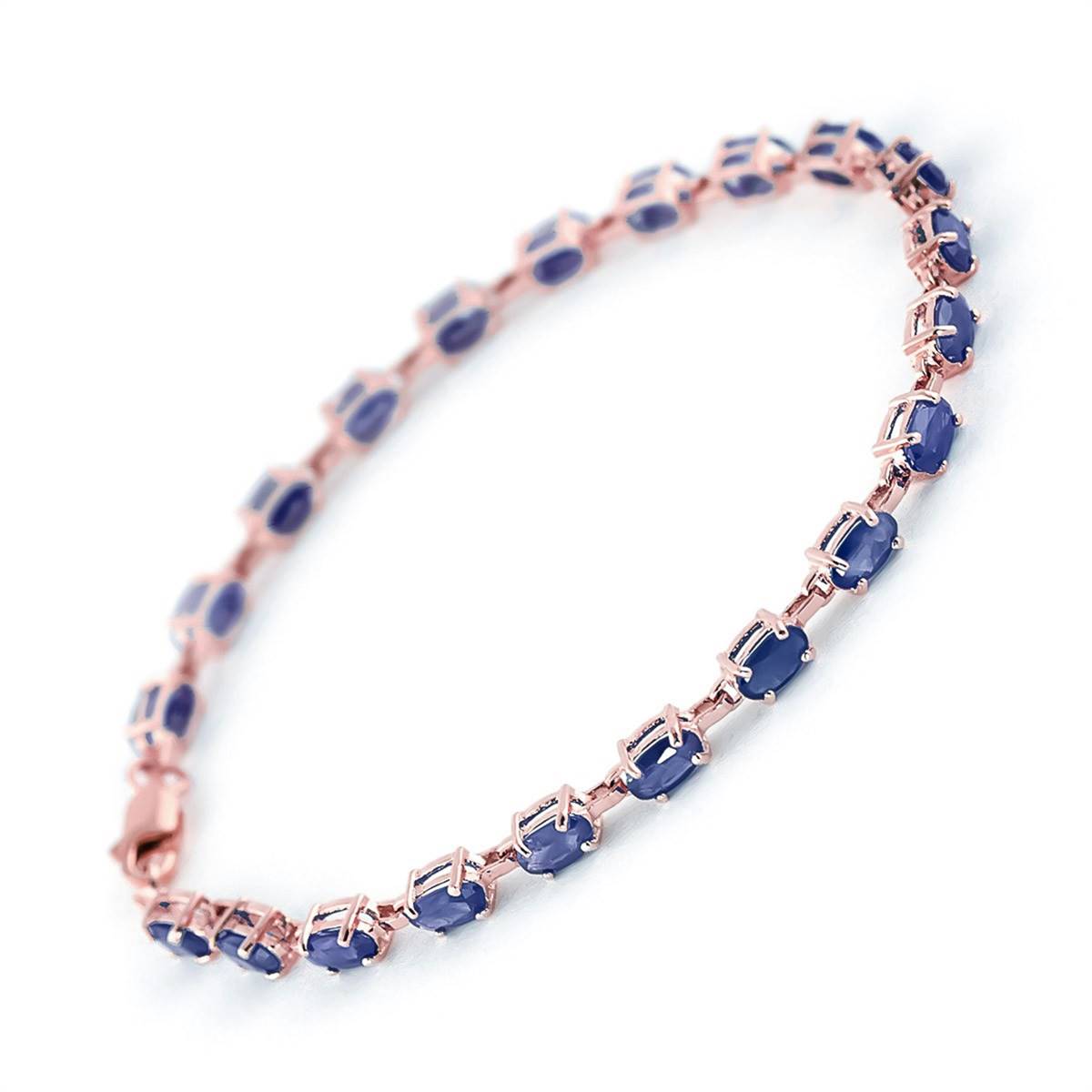 14K Solid Rose Gold Tennis Bracelet w/ Natural Sapphires