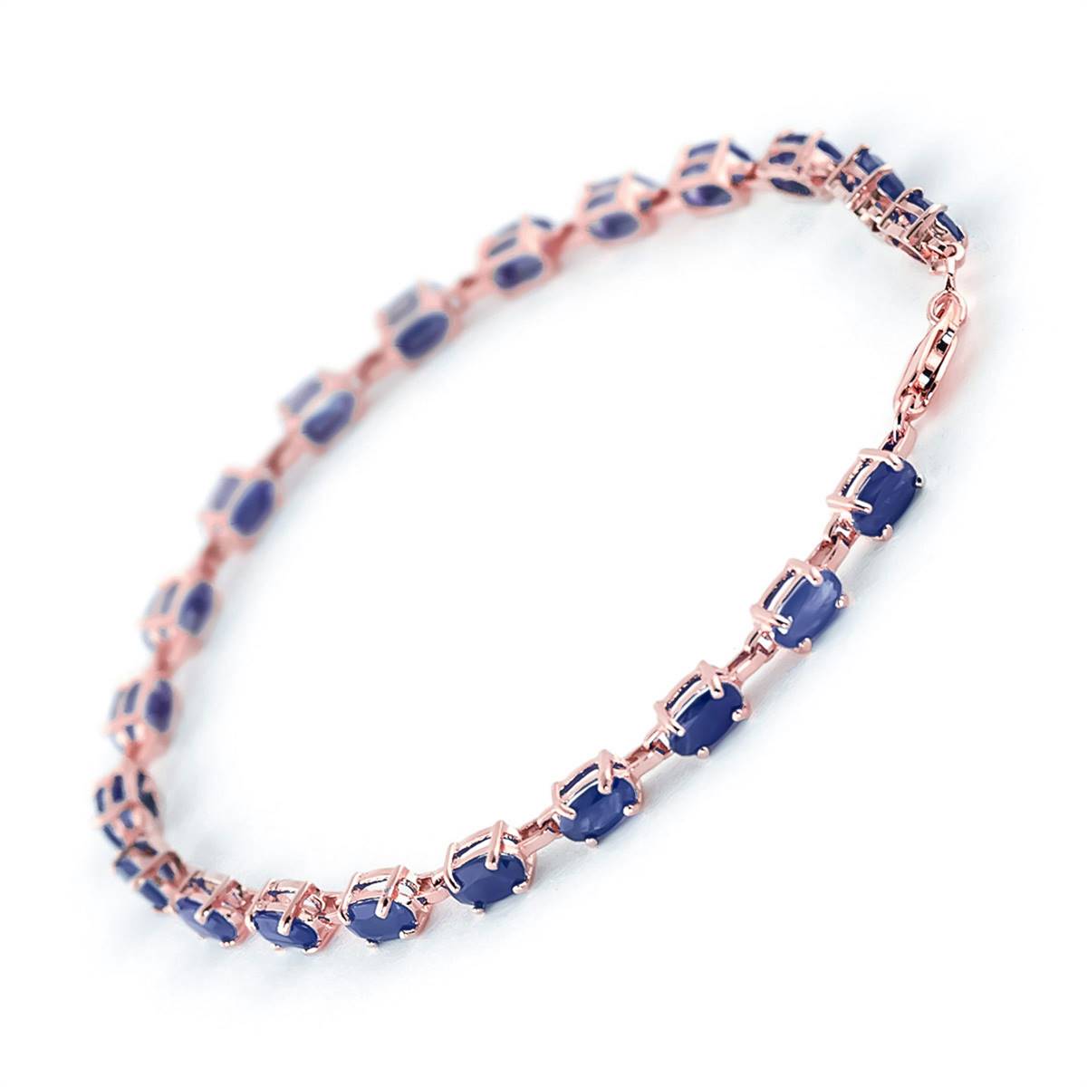 14K Solid Rose Gold Tennis Bracelet w/ Natural Sapphires