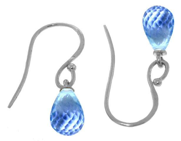 2.7 Carat Sterling Silver Fish Hook Earrings Blue Topaz