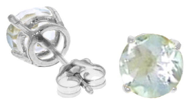 3.1 Carat Sterling Silver Stud Earrings Natural Aquamarine