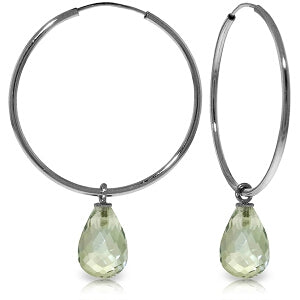 4.5 Carat 14K Solid White Gold Content Light Green Amethyst Earrings
