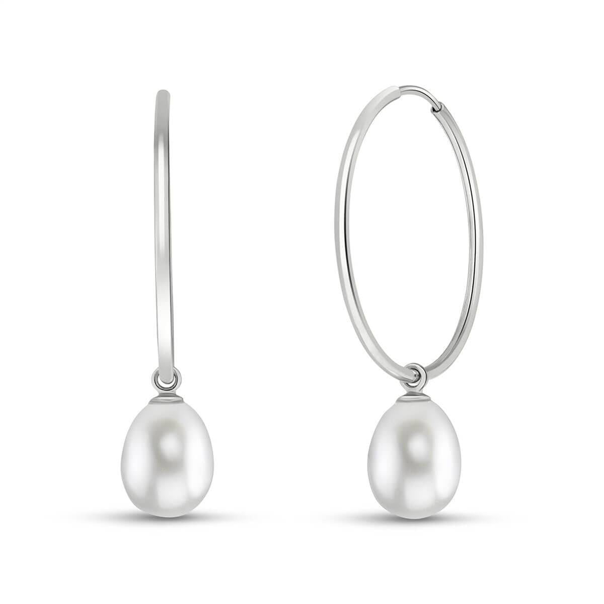 8 Carat 14K Solid White Gold Pearl Pleasure Pearl Earrings