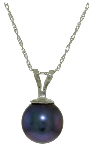2 Carat Sterling Silver Necklace Natural Black Pearl