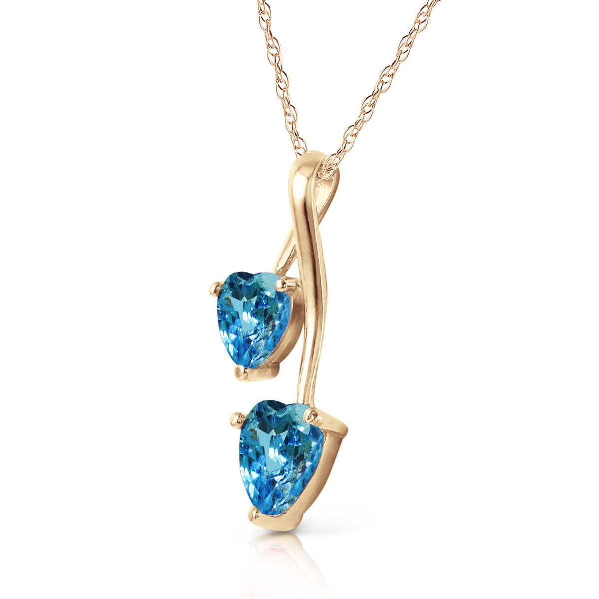 1.4 Carat Silver Hearts Necklace Natural Blue Topaz