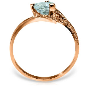 0.95 Carat 14K Solid Rose Gold Ring Natural Aquamarine