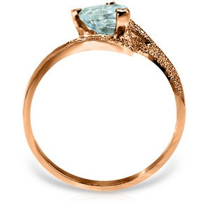 0.95 Carat 14K Solid Rose Gold Ring Natural Aquamarine