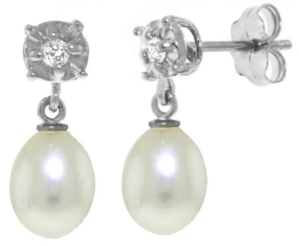 8.06 Carat 14K Solid Yellow Gold Sailing Silently Pearl Diamond Earrings